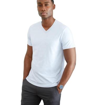 China New Design Anti-Wrinkle V-Neck High Quality Custom T-Shirts Mens White Blank For Daily Wear for sale