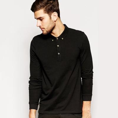 China Anti-pilling Factory Price Long Sleeve Polo Shirt Combed Cotton Lapel Men's T-shirt for sale