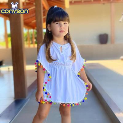 China Hot Conyson Kids Babies Summer Reversible Tassel Cover-Up Swimwear Beach Shirt Tunic Bikini Girls Swimwear For Kids for sale