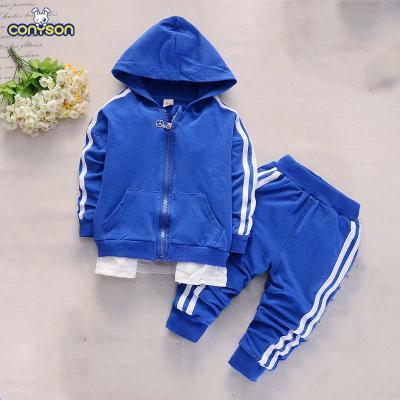 China Casual Sweatsuit Spring Zipper Long Sleeve Conyson Cotton Stripe Unisex Clothing Baby Boy Casual Wholesale Casual 2 Pcs Sets for sale