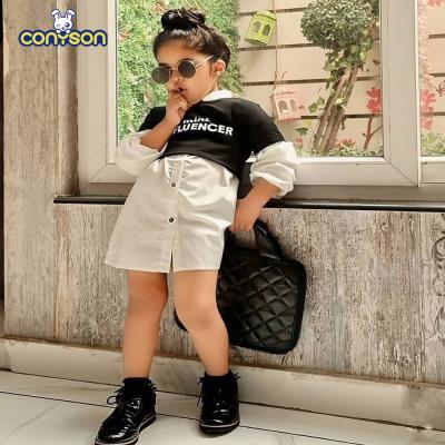 China High Quality Casual T-shirt Button Hole Fashion Baby 2Pcs Clothing Sets Conyson Autumn Causal Cotton Printed Letter for sale