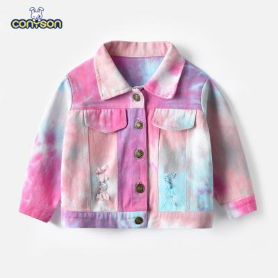 China Hot Selling Multicolor Neutral Designer Breathable Breathable New Lapel Kids Tie Dye Kids Clothing Conyson Long Sleeves Denim Jacket For Baby Boy for sale