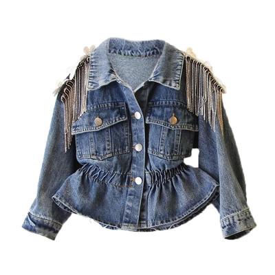 China Autumn New Fashion Children's Spring Vintage Kid's Denim Short Jean Jacket Top For Girl Anti-wrinkle for sale