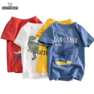 China Conyson Hot Selling Custom 100% Cotton Breathable Shorts Shorts Cartoon Dinosaur Printing Kids Clothing Baby Boy Graphic T-Shirts for sale