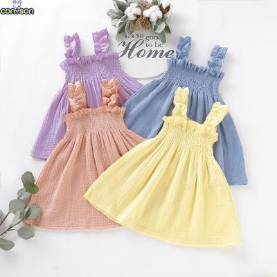 China Conyson anti-static girls dress anti-static children dresses 2021 pure color baby dresses new style baby clothes wholesale high quality design new for sale