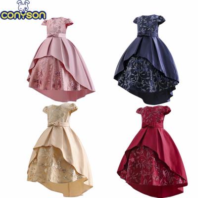 China Conyson Anti-Static Anti-Static Embroidered Skirt Bow Tie Breath Sleeve Satin Princess Dress Night Party Pompous Performance Dress For Babies for sale