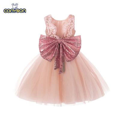 China Anti-wrinkle Conyson Baptism Dresses Kids Princess Dresses Mesh Gorgeous Elegant Wedding Party Dress for Little Girls for sale