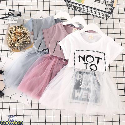 China New Conyson Birthday Girl Party Anti-Static Leisure Anti-Static Short Sleeve Dresses Girls Summer Children Satin Pattern Bow Casual Dresses for sale