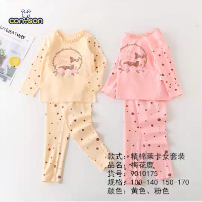 China Conyson Thermal Cartoon Printing Wholesale Soft Cotton Thermal Long Sleeves Custom Two-Piece Little Girl Toddler Kids Sleepwear Pajamas for sale