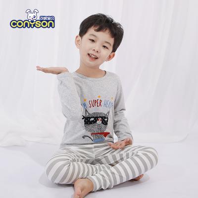 China Wholesale Conyson Thermal Cotton Long Sleeve Casual Animals Printing 2Pcs Infant And Toddler Knitted Pajamas For Boys for sale