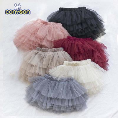 China Pink Breathable Mesh Fluffy Kids Girls Tutu Ballet Tutu Skirts Wholesale One Line Polyester Breathable Solid Color for sale