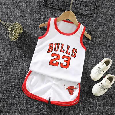 China Boys Summer Cartoon Short Casual Kids Clothes Tank Top Print Tops Outfits Sports Basketball Clothes Set for sale