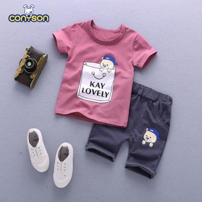 China Wholesale Casual Conyson Summer Organic Cotton Shorts Shorts Baby Clothes Suits T-shirt And Pants 2 Pcs Boys Clothing Sets for sale