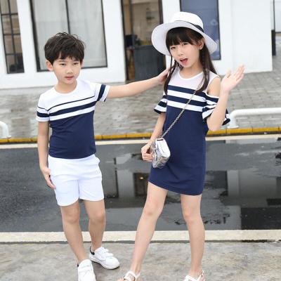 China ENGLAND STYLE ENGLAND STYLE Latest Family Matching Clothing Sets Soft And Breathable Parent-child Outfits Sets Summer Shorts Sleeve T-shirt Parent-child Suit for sale