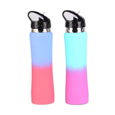 China 500ml Sustainable Sports Custom Bottle Double Wall Water Bottle With Straw Lid Custom Water Flask for sale