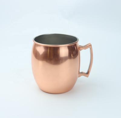 China 18/8 Durable High Quality 304 Stainless Steel Beer Mug Moscow Mule Copper Mug Single Wall Stainless Steel Tumbler With Handle for sale