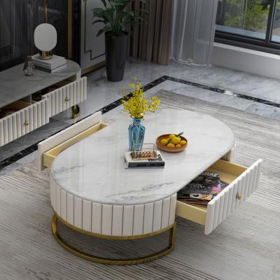 China Removable high quality coffee table stainless steel frame modern marble tea table for sale