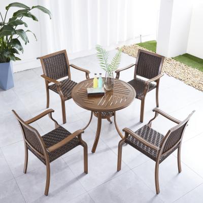 China Classic Factory Directly Sell Outdoor Furniture Aluminum Frame Rattan Dining Chairs for sale