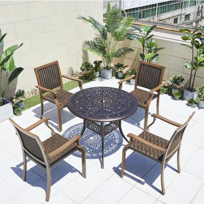 China New Classic Promotion Rattan Restaurant Chairs Aluminum Outdoor Furniture Garden Chair for sale