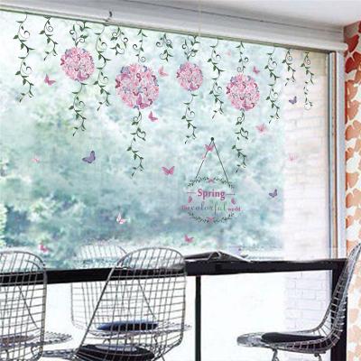 China Waterproof+Eco-friendly ZOOYOO DIY Spring Rose Flower Ball Butterfly Wall Sticker for sale