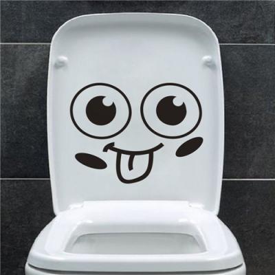 China Waterproof Naughty Toilet Decal WALL STICKER Colorcasa Removeable Vinyl Toilet Sticker Face Sticker (ZY346) for sale