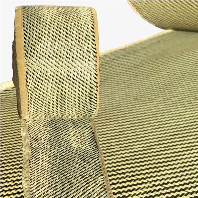 China Eco-friendly Carbon Fiber Aramid Fabric  Yellow  3K  240g/meter  Twill Weave - Advanced Cloth Fabric  Rolled 12r for sale