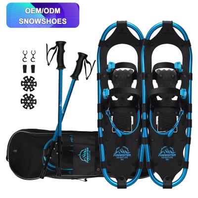 China Camper Hiking Snowshoes 30inch Snowshoes FUNWINTER OEM/ODM 20 Years Experience Binding Aluminum Frame Cleat Ratchet Snowshoes for sale