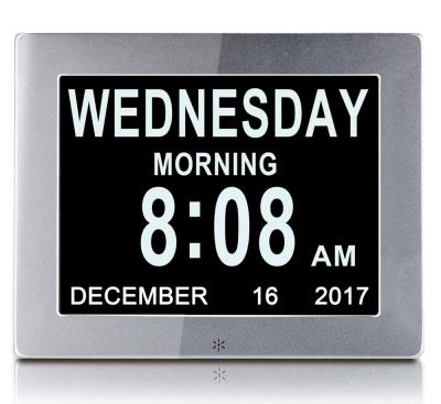 China Class New 8 Inch Big HD Daytime Digital Calendar Alarm Clock Free Download And Play Visual Table Clock for sale