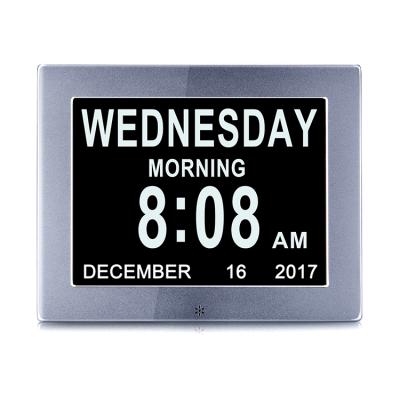 China Healthcare 8 Inch Extra Large Digital Clock Alzheimer's Vision Impaired Desk Clock and 5 Dementia Alarm Options for sale