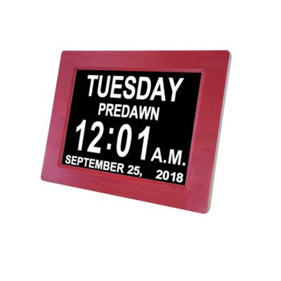 China Calendar Reloj de demencia de Tableau 8 Inch Outer Wooden Frame Color Dementia Day Digital Alarm Clock Calendar for Memory Loss Alzheimer for sale