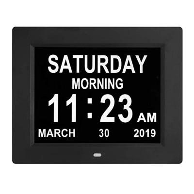 China Reminder Digital Calendar Clock 8 inch extra large dementia digital day clock with battery backup and 5 alarm options for sale