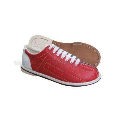 China Full Sport Rubber Genuine Leather Red Silver Bowling Shoes for sale