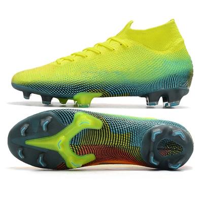 China Popular green shoes FG fustsal training outdoor fashion soccer \ comfortable \ durable soccer boots spikes high ankle soccer cleats mens sport shoes for sale