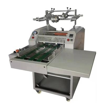 China FM-390Z A3 Size Manual Paper Feed Pneumatic Electric Hot Roll Laminating Machine with A3 Overlap and Break System &side table for sale