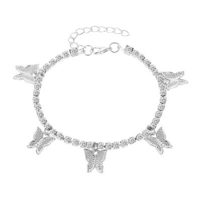 China Europe and America newest design butterfly bracelet women small diamond bracelet anklets claw chain good quality for sale