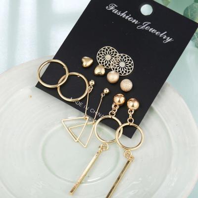 China 2021 latest aretes fashion acero FASHIONABLE tiny circle gold statement en stainless steel earring set 6 pair wholesale earrings mixed women for sale