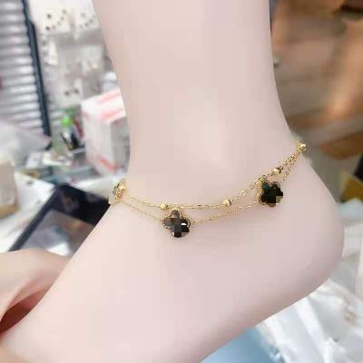 China 2021 FASHIONABLE Korean version of women's jewelry 18K titanium steel anklet chain set stainless steel for sale