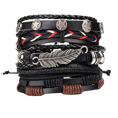 China 2021 Men's Retro Charm Bracelets Pulseras Hombre Leather Electronic Electronic bileklik Genuine Leather Adjustable for sale