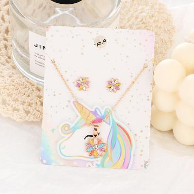 China 2021 Girl Comics News Flower Earring Necklace Women Accessories Jewelry Set Necklace Set Jewelry Set Women Jewelry Set for sale