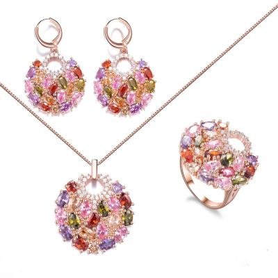 China Fashion Wedding Crystal Stone Neclace Flower African Bridal Zircon Jewelry Sets for sale