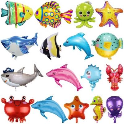 China Advertising Toy Mini Fish Ocean Animal Foil Balloons Birthday Party Shark Whale Sea Theme Decoration Kids Gifts Toy Supplies for sale