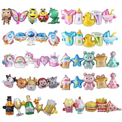 China Factory Mini Cartoon Conjoined Banner Party Decoration Foil Balloons Bear Animal Head Food Set Shaped For Birthday Party Decoration for sale