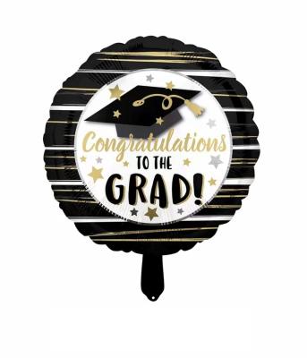 China Gift Toy New Design 18inch Graduation Season Round Shape Graduation Congratulations Foil Mylar Balloon For Sale for sale