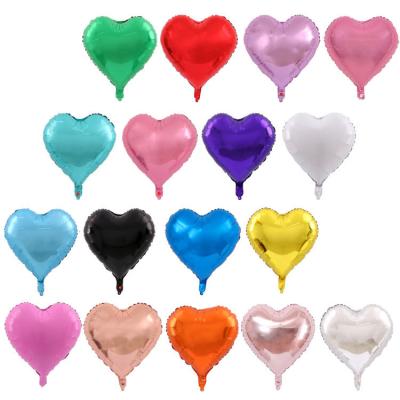 China Gift Toy 18inch Solid Color Heart Shape Helium Mylar Foil Balloon For Party Decoration for sale