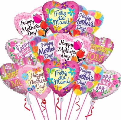 China Gift Toy 2022 New Design Happy Mothers Day Foil Balloon 18 inch Feliz Dia Mama Heart Shaped Balloon For Party Decor for sale