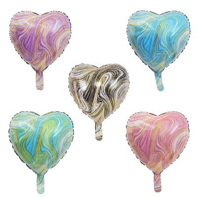 China Party Decoration 18inch Marble Pattern Agate Foil Heart Shaped Balloon Mylar Globos For Proposal Confession Birthday Wedding Party Decoration for sale