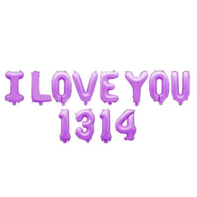 China Gift toy set 16 INCH letter I LOVE U 1314 foil balloon for wedding valentines day party decoration for sale