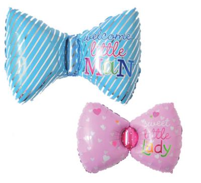 China Gift Toy Blue And Pink Bow Knot Balloons And Bow Hello Baby Foil Balloons For Baby Shower Boy And Girl Birthday Party Decorations for sale