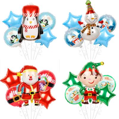 China Toy Christmas Party Decoration Gift Penguin Foil Balloon 5pcs Santa Claus Snowman Xmas New Year Gift Places for sale