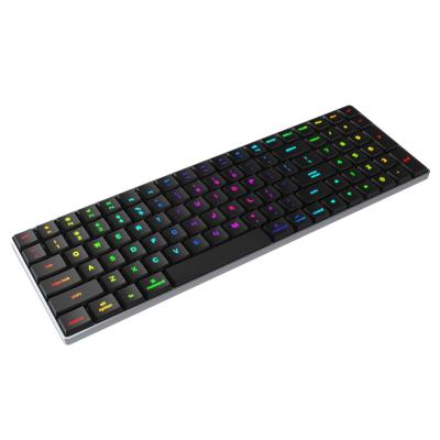 China Premiumn Anti-Ghosting Full-Key Dual-Mode Low Profile Optical Switch Keyboard KT01A Ultra Thin Mechanical Metal Panel Wired+BT With RGB Backlit for sale